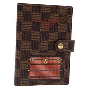 LOUIS VUITTON Damier Ebene Trunk Agenda PM Day Planner Cover R20029 Auth 140374